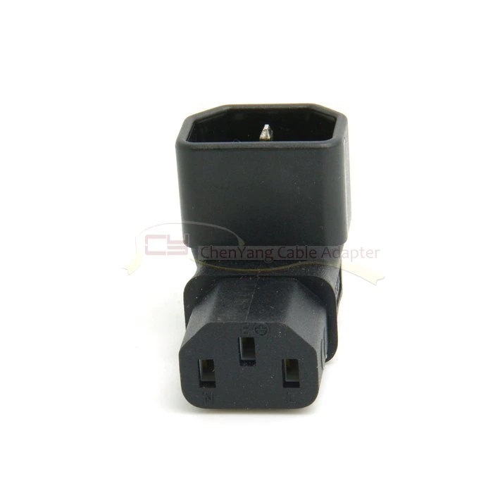 2PCS/lot  IEC Male C14 to Down Right Angled 90 Degree IEC Female C13 Power Extension Adapter