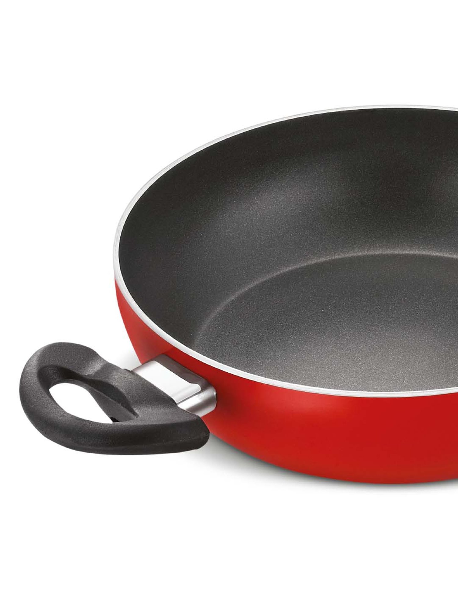 JUDGE Black & Red Aluminium 24 cm Non-Stick Kadai with Lid - Set of 1