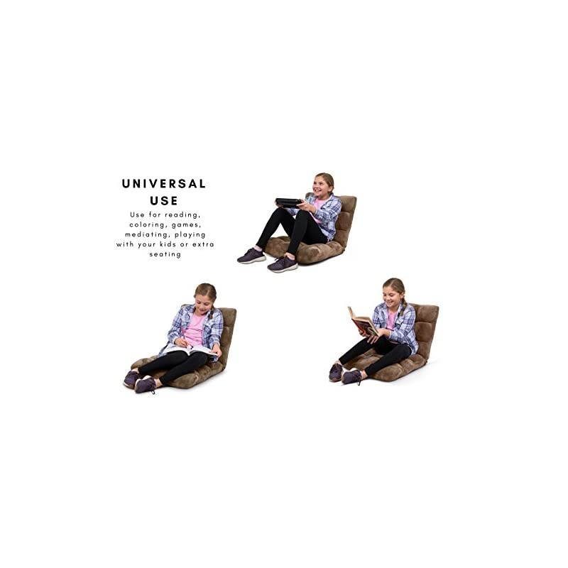 Adjustable 14-Position Memory Foam Floor Chair - Pillow Gaming Chair - Comfortable Back Support - Cushion Dorm Rocker - Comfy for Reading Game Meditating - Fully Assembled - Brown