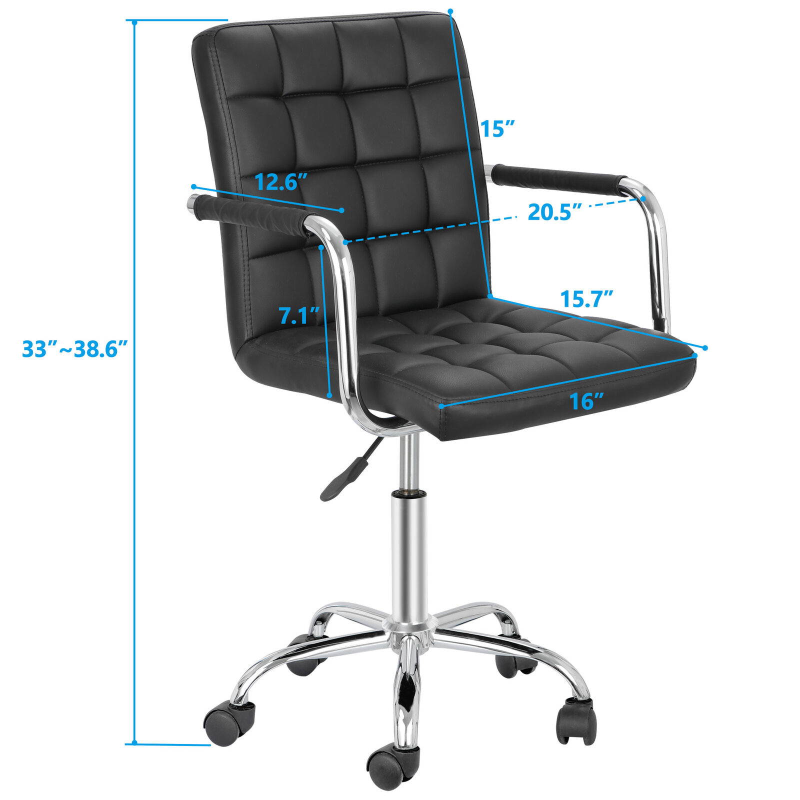 Modern Midback Armrests Office Chair Desk Office Chair with Wheels Swivel Chair Adjustable Height