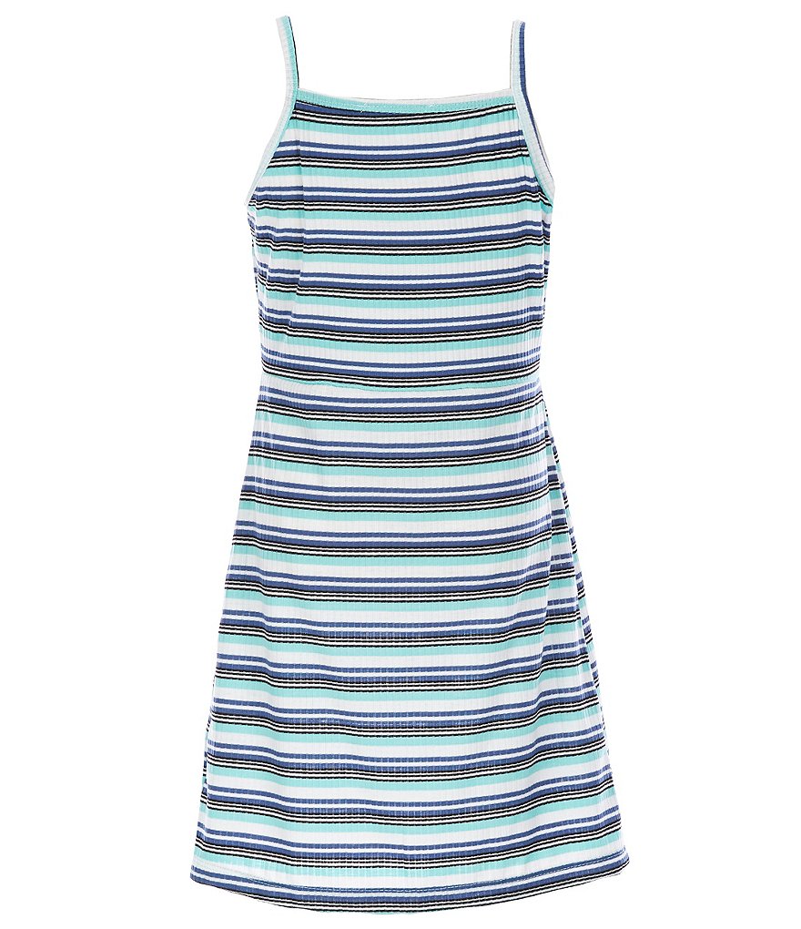 Ally B Big Girls 7-16 Short-Sleeve Solid Cardigan & Sleeveless Striped A-Line Dress Set