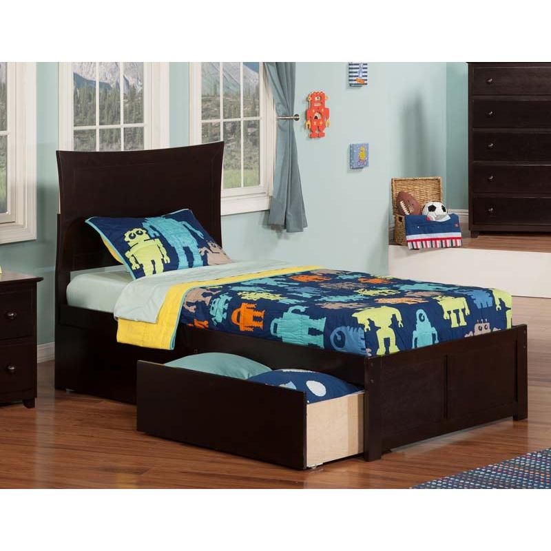 Metro Twin XL Flat Panel Foot Board w/ 2 Urban Bed Drawers Espresso - Atlantic Furniture
