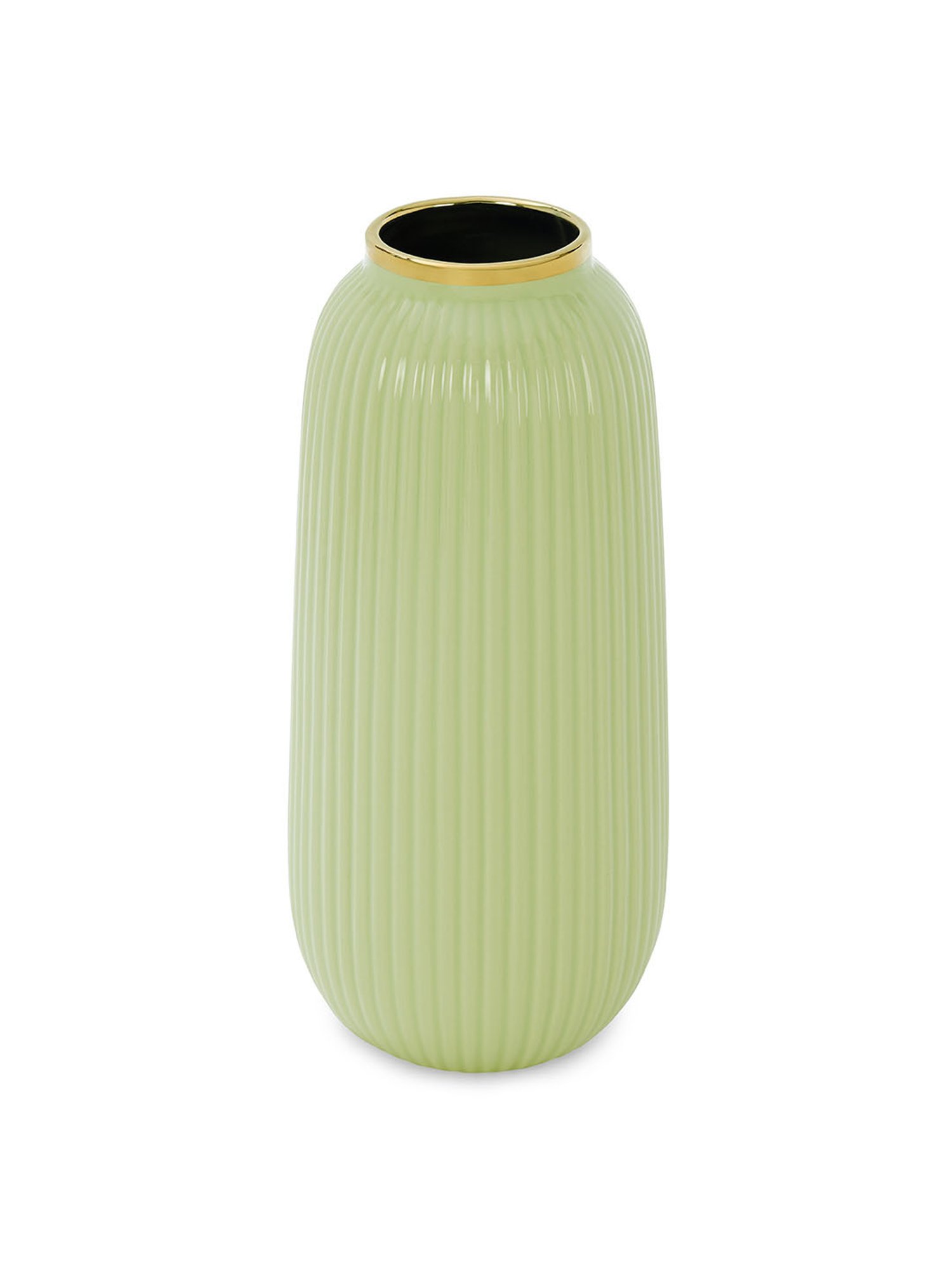 Pure Home and Living Green Ceramic Ribbed Vase