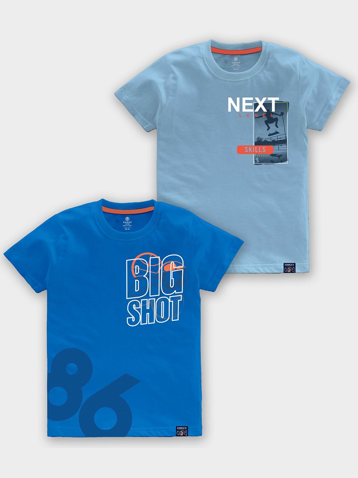 Codez Kids Blue Printed T-Shirt (Pack Of 2)