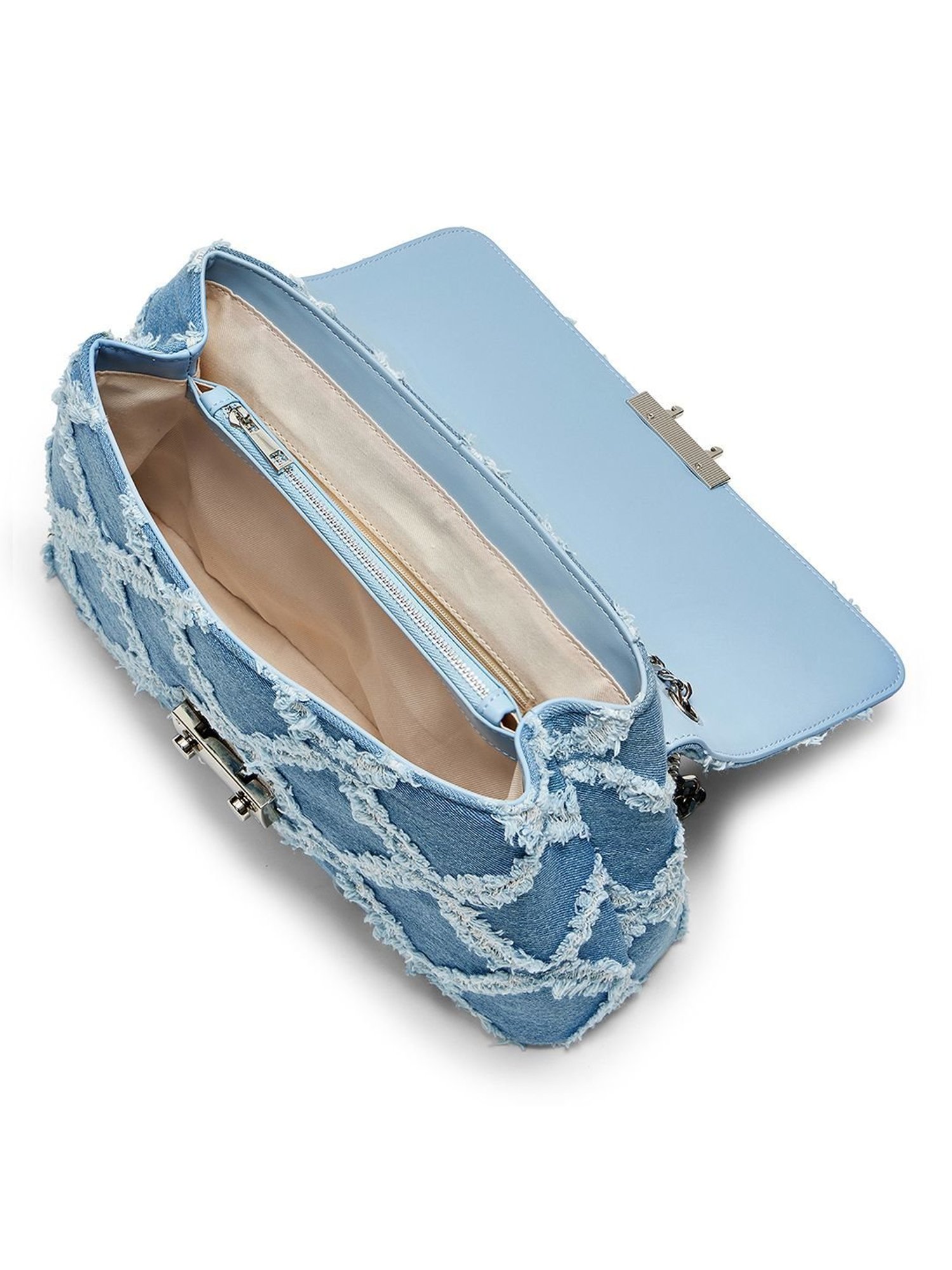 Miraggio Kristen Light Denim Medium Textured Shoulder Bag