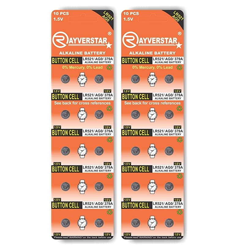 LR521 AG0 15V Alkaline 20Batteries Fits 179 379 SR63 JA RW327 618 Full List Below