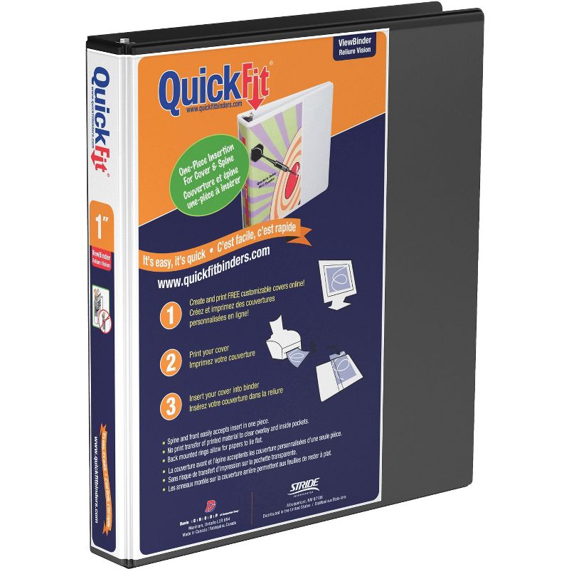 Stride QuickFit 1 D-Ring View Binder, Black 87011