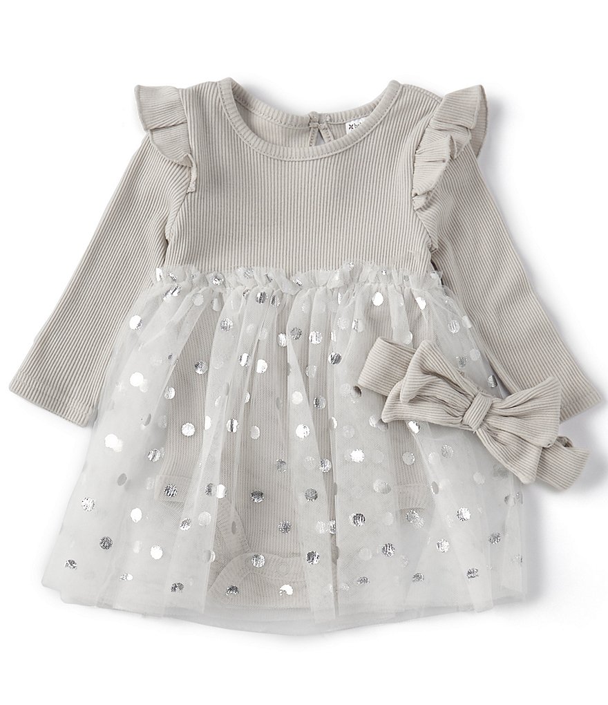 Baby Starters Baby Girls 3-9 Months Long Sleeve Tulle Dress
