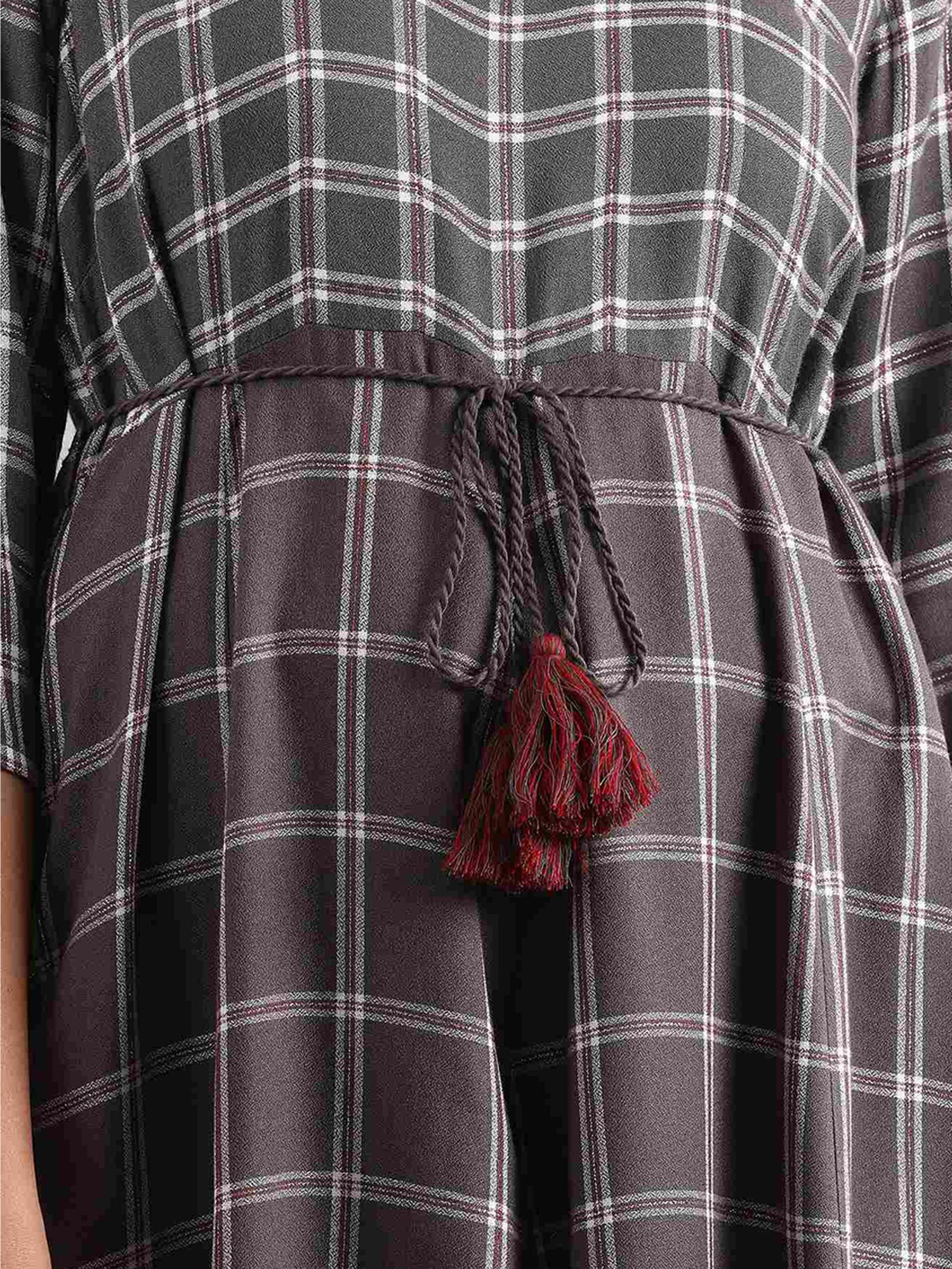 Aurelia Grey Plaid Pattern Jumpsuit