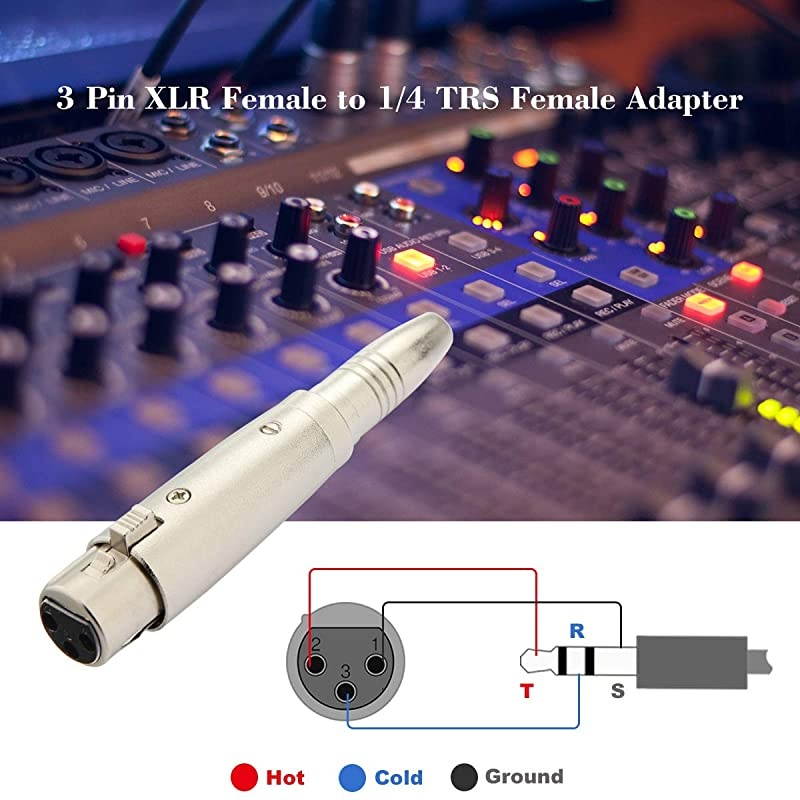 XLR 3pin Female to 14 inch 635mm Female Socket Audio Adapter Gender Changer Connector Silver 1 Pack