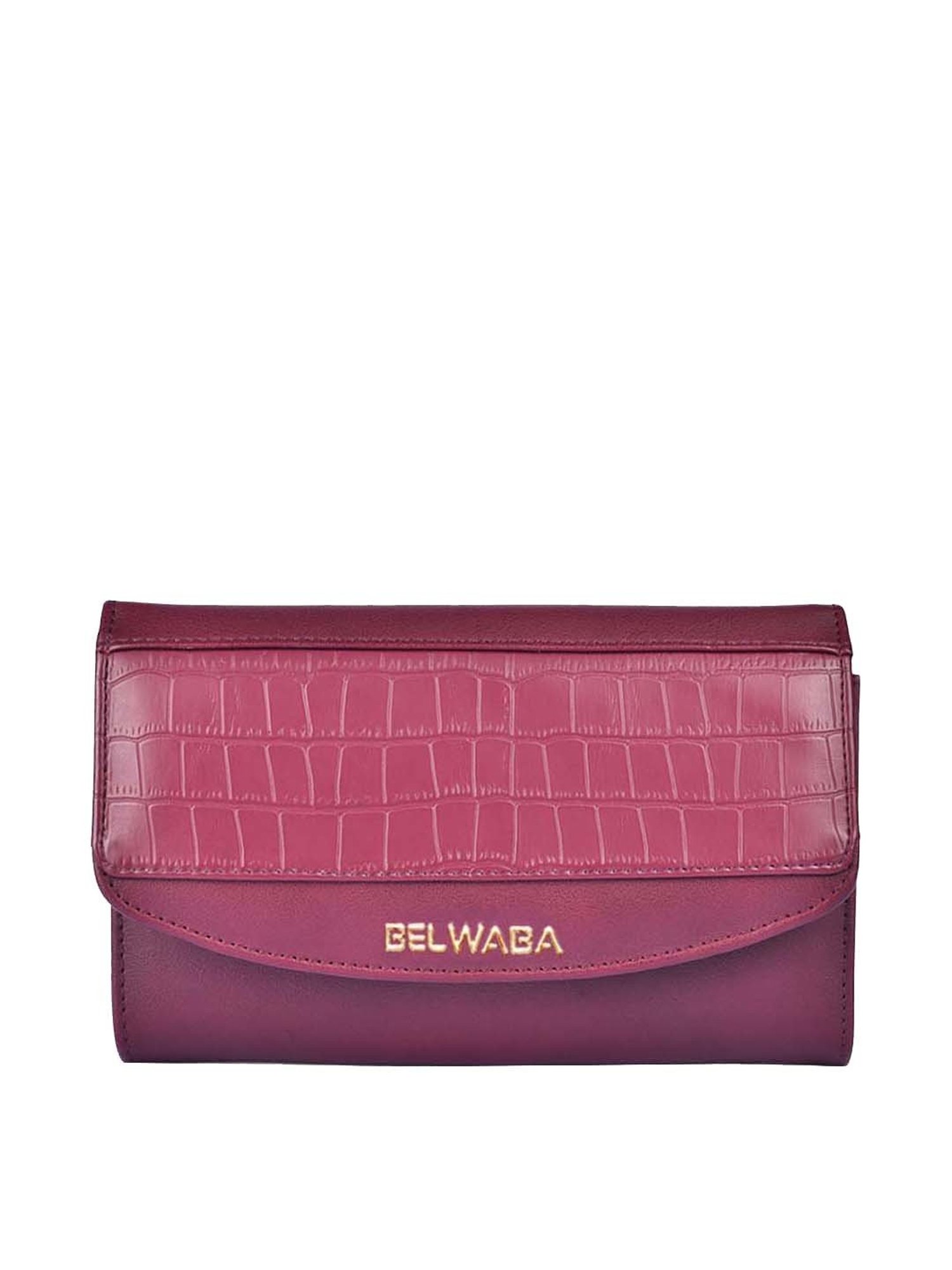 BELWABA Maroon Textured Wallet for Women
