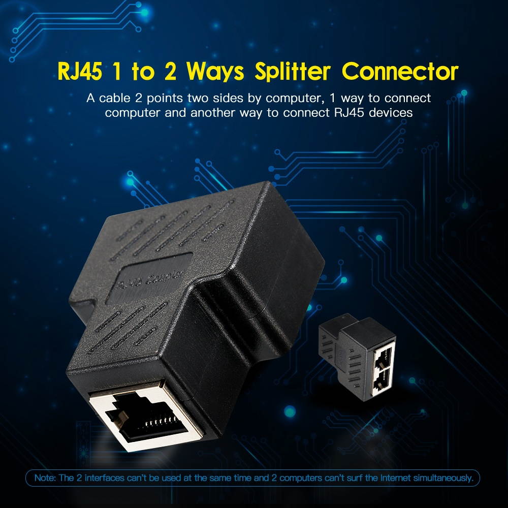 RJ45 Splitter Adapter Connector 1 to 2 Female Ports for CAT 5/CAT 6/CAT 7 LAN Ethernet Cables Socket Splitter Hub PC Laptop Router Contact Modular Plug