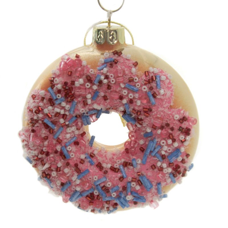 Holiday Ornaments 4.0" Frosted Donut With Sprinkles Breakfast Treat  -  Tree Ornaments