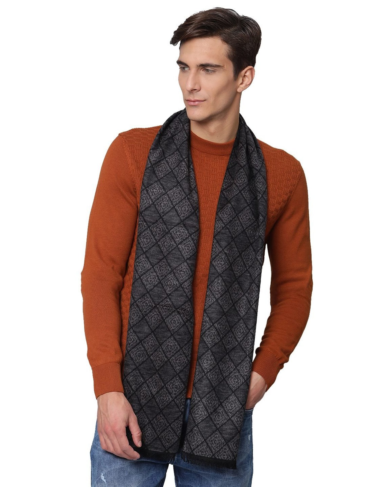 Bruun & Stengade Dark Grey Textured Scarves