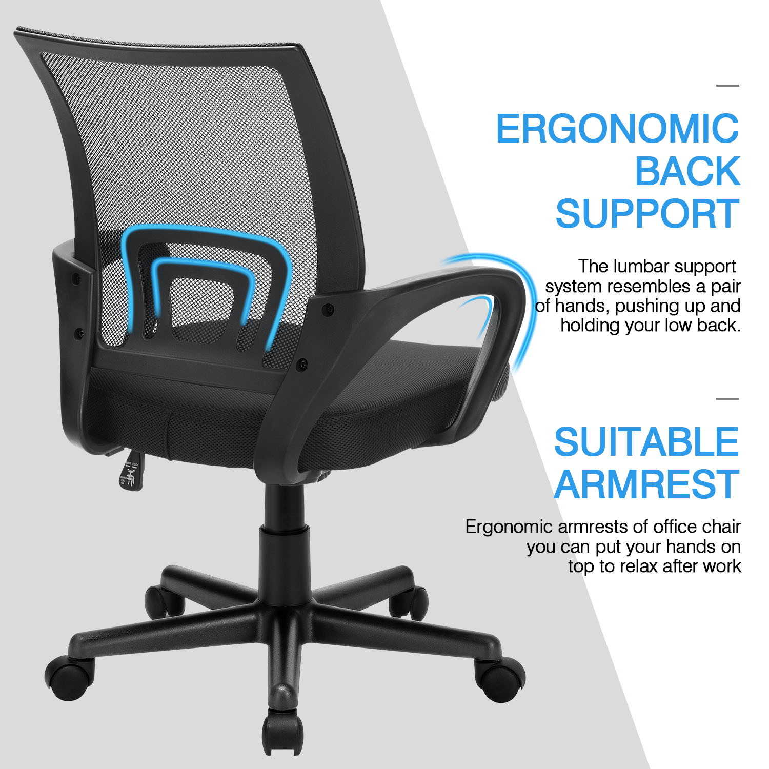 Vitesse Office Chair Mesh Desk Chair Ergonomic Computer Chair with Lumbar Support Modern Executive Adjustable Chair Rolling Swivel Chairs for Women Men,Grey