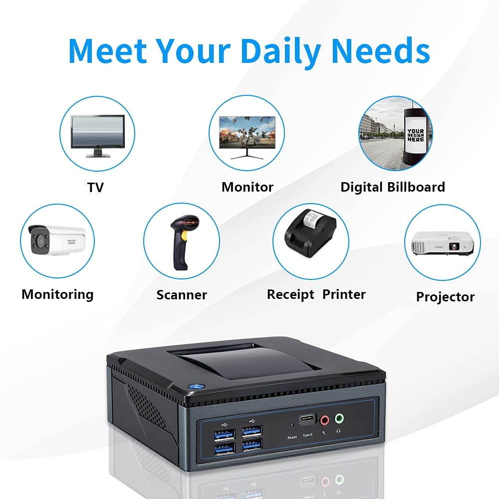 Vnopn K8 Mini PC Windows 10 Pro 64bit with License, Micro Computer AMD A6 8500B Processor 2C/4T, up to 3.0GHz, 8G DDR3 128G SSD, Support Triple HD Display/2.4G+5G WiFi/8 USB/Type-C/Auto Power on