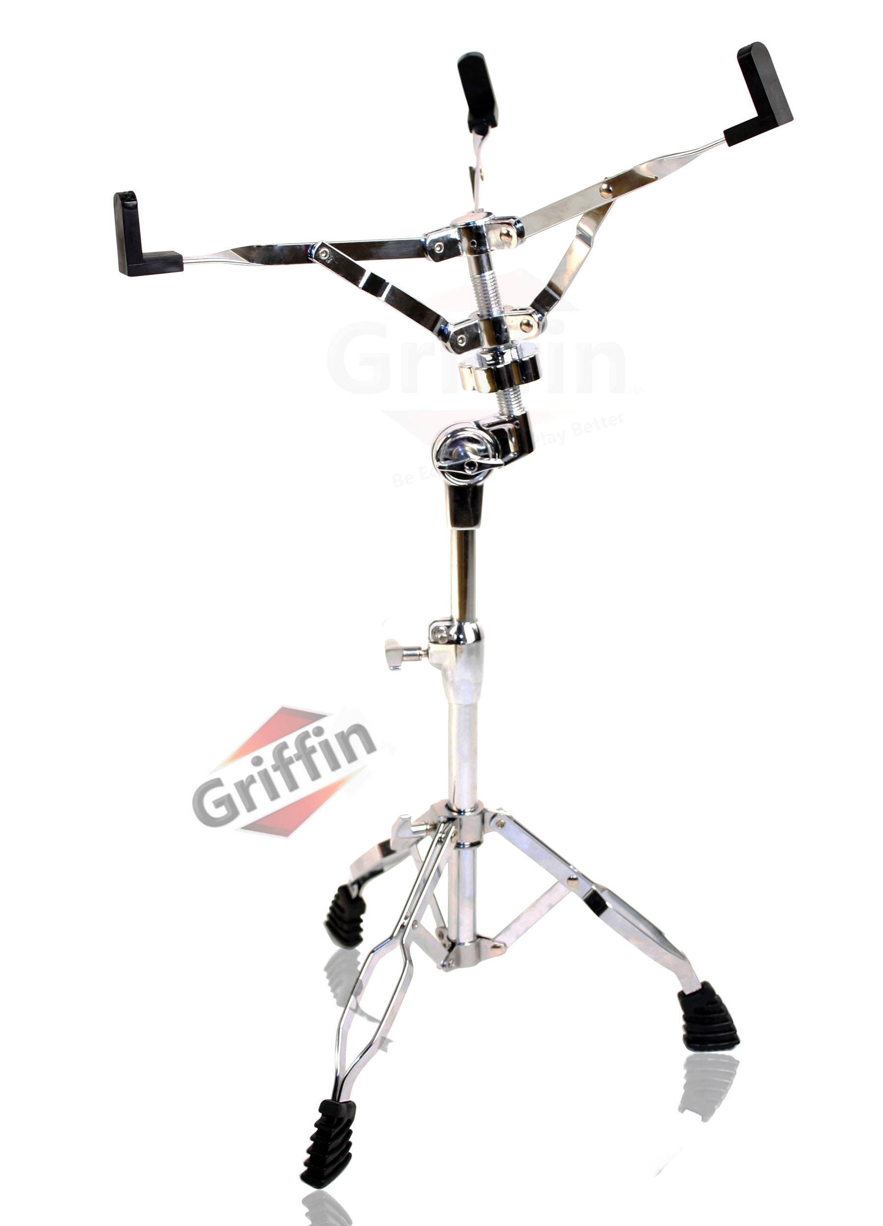 Snare Drum Stand by GRIFFIN | Deluxe Percussion Hardware Base Kit | Double Braced, Light Weight Mount for Standard Snares, Tom Drums & Practice Pad | Slip-Proof Gear Tilter & Clamp Style Basket Holder