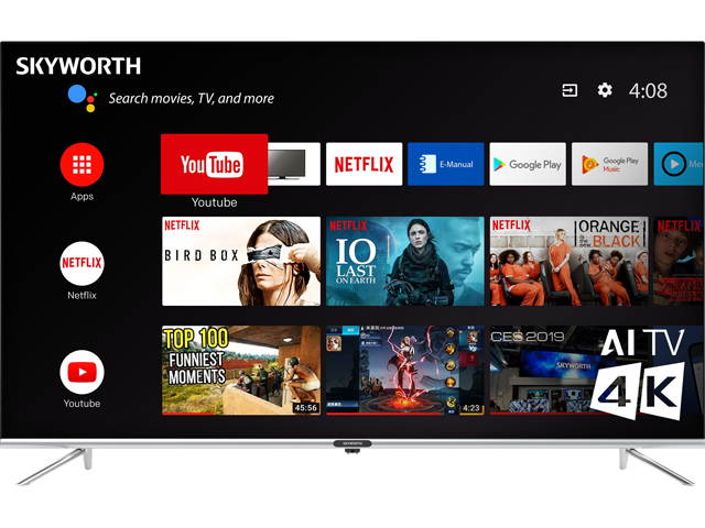 Skyworth Q20 Series 55" 4K DLED Android Smart TV with Voice Remote, 55Q20200