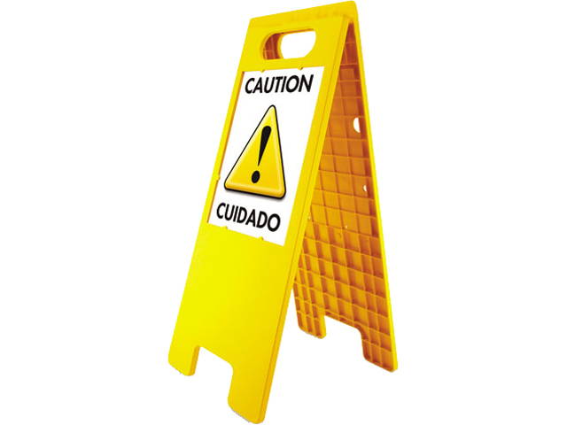 Headline Sign 5693 Floor Tent Sign, Doublesided, Plastic, 10 1/2 x 25 1/2, Yellow