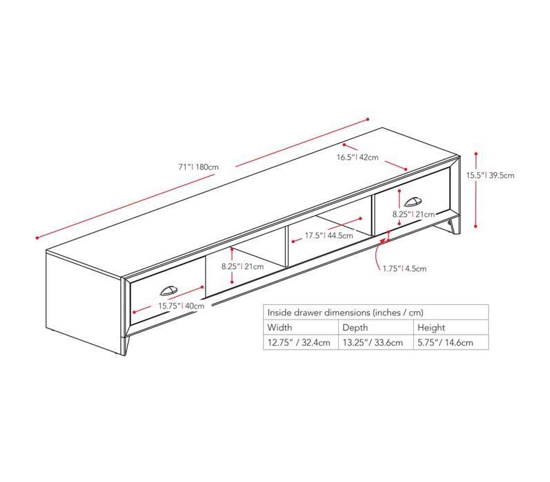 Lakewood Extra Wide TV Bench Modern Wenge 80" - CorLiving