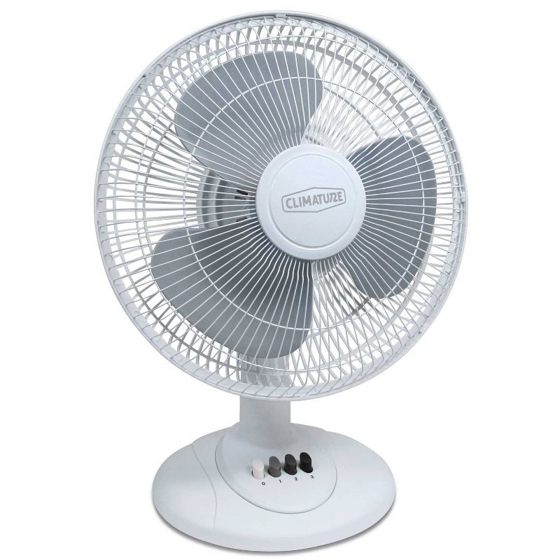 Climature 12" Oscillating Desktop Portable Fan White