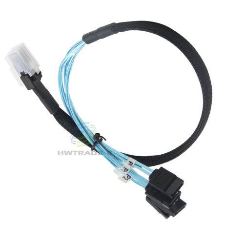 2Pcs Mini SAS SFF-8087 36Pin to 4 SATA 7Pin HD Splitter Breakout Cable 50cm Blue