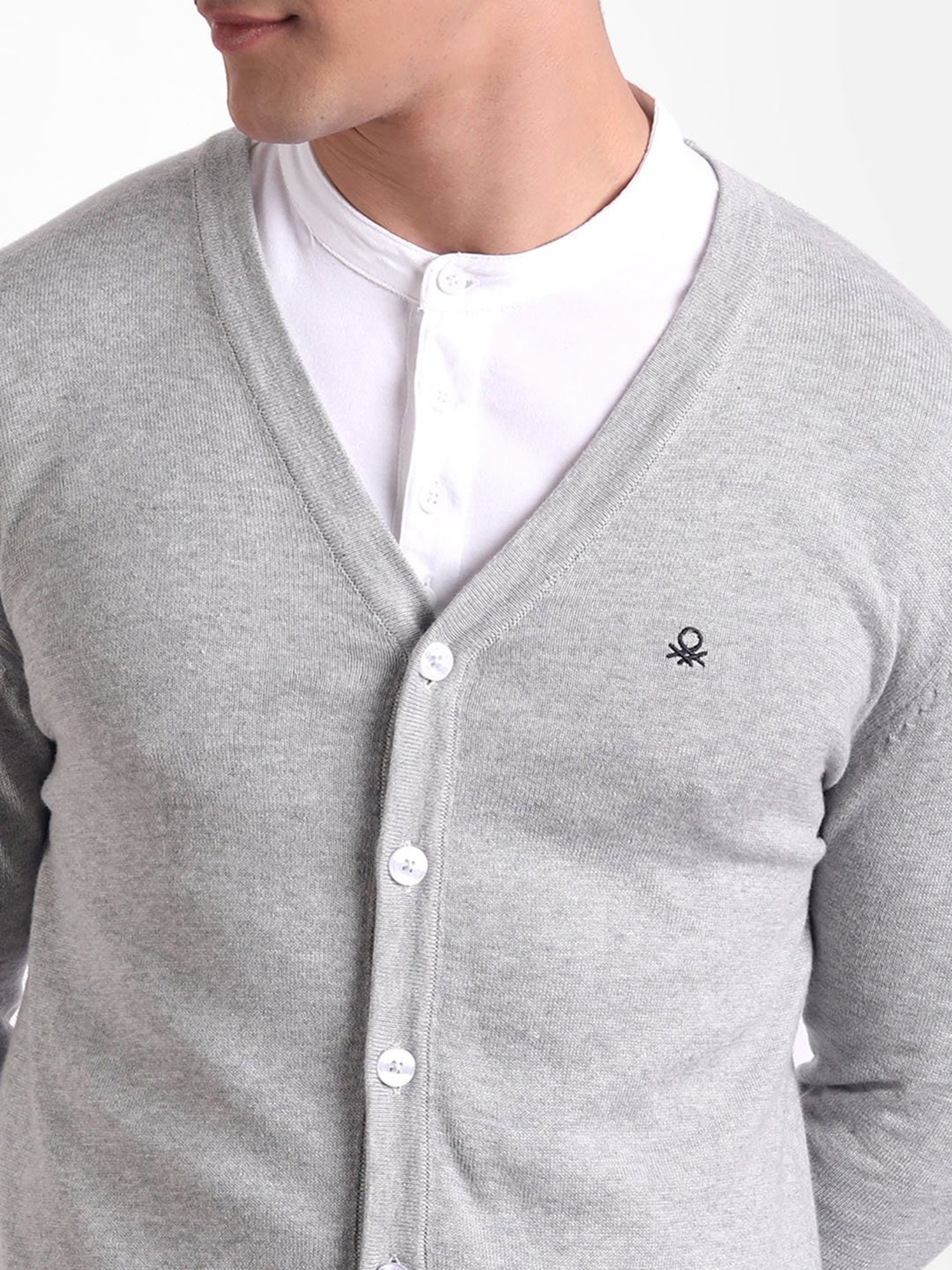 United Colors of Benetton Grey V Neck Cardigan