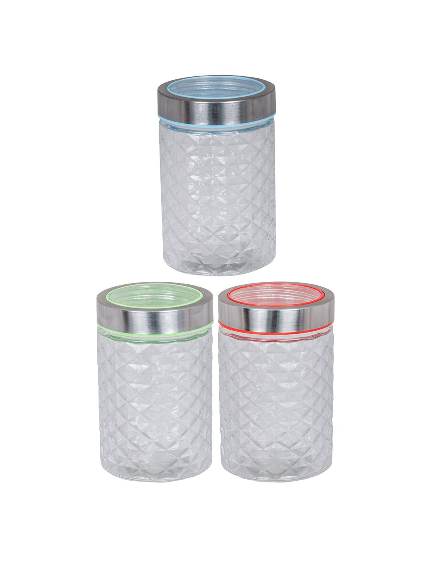 Goodhomes Transparent Glass Storage Jar - Set of 3