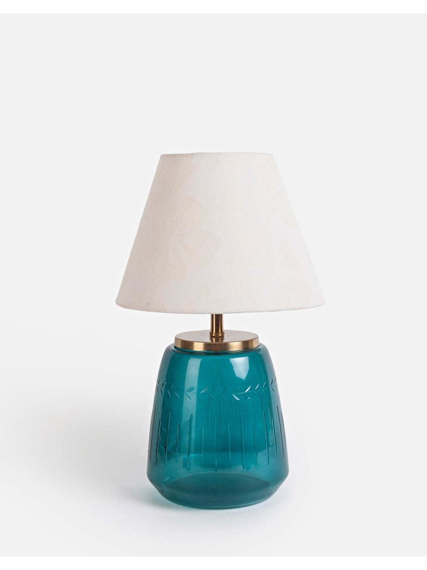 Fabindia Hresa Aqua Wood Table Lamp without Shade - Set of 1