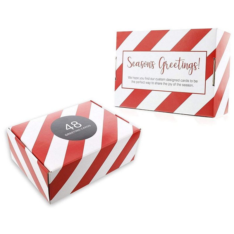 48-Pack Merry Christmas Greeting Cards Bulk Box Set - Winter Holiday Xmas Greeting Cards with Retro Modern Designs, Envelopes Included, 4 x 6 inches