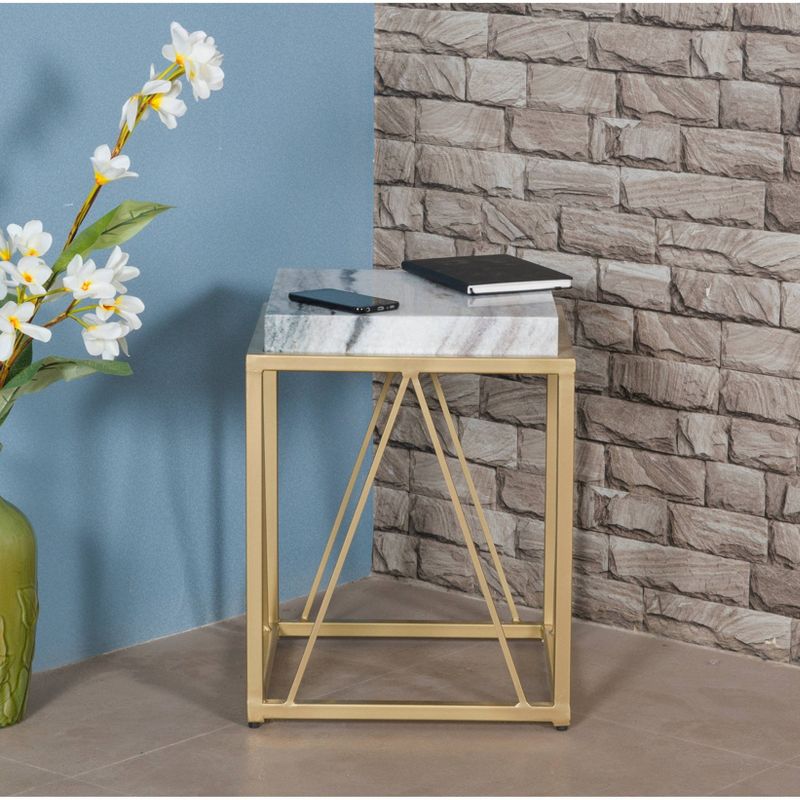 Lamia Accent Table White/Gold - Treasure Trove Accents
