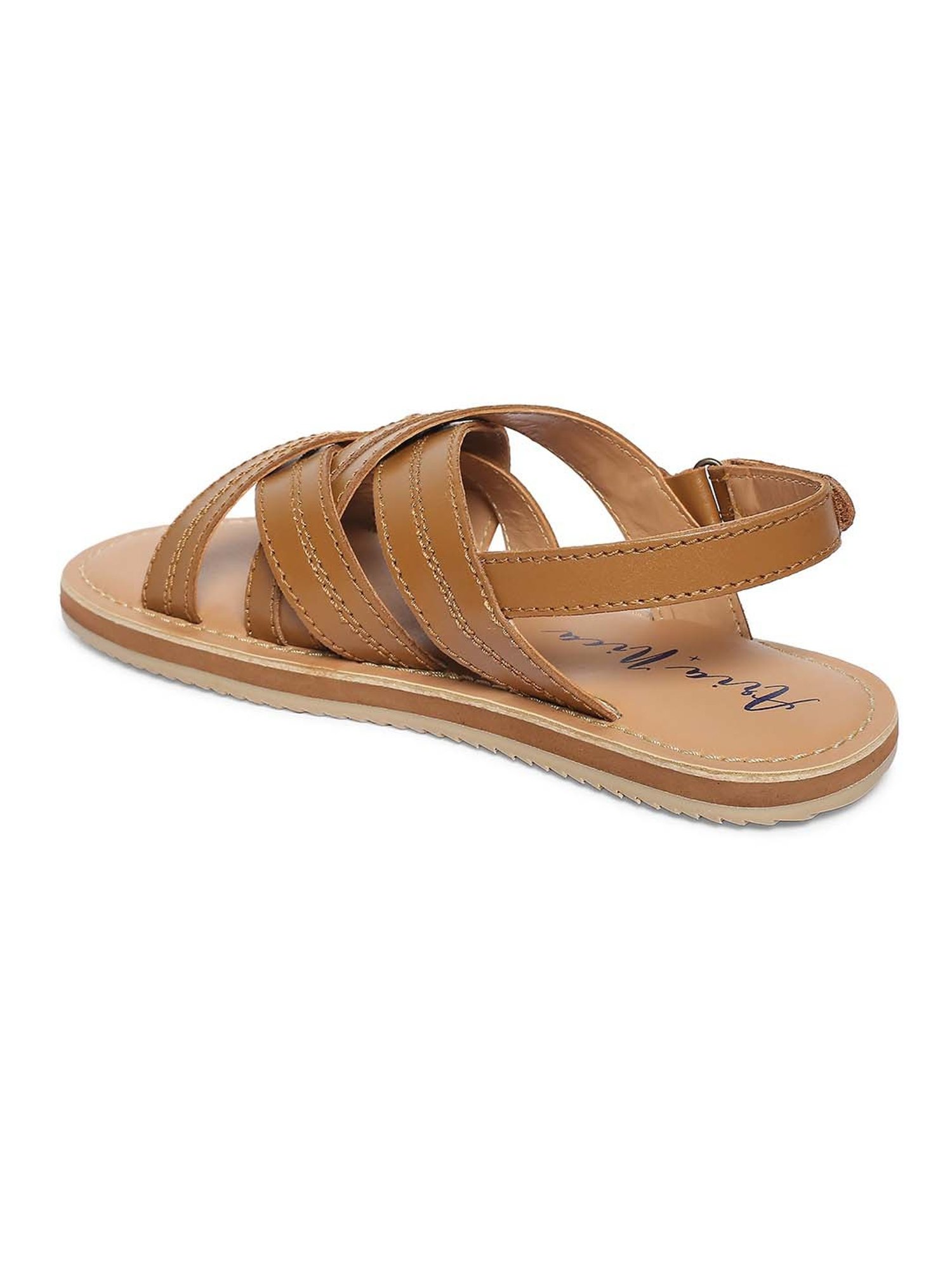 Aria Nica Kids Criss Cross Brown Cross Strap Sandals