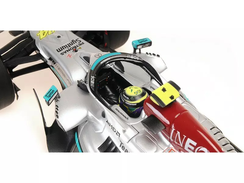 Mercedes-AMG F1 W13 E Performance #44 Lewis Hamilton 2nd Place Formula One F1 "Brazilian GP" (2022) with Driver Limited Edition to 336 pieces Worldwide 1/18 Diecast Model Car by Minichamps