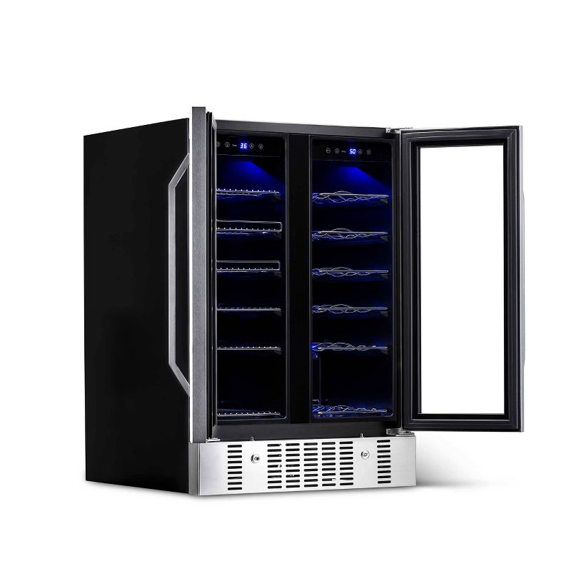 NewAir 18 Bottle and 58 Can Dual Zone Beverage and Wine Cooler - Stainless Steel AWB-360DB