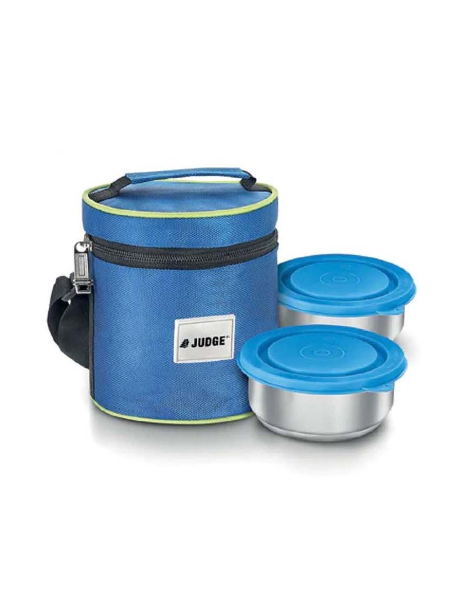 JUDGE Silver & Blue Stainless Steel Insulated Lunch Box With Bag (0.33 L) - Set of 2