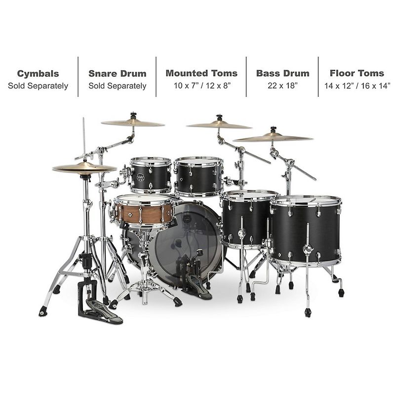 Mapex Saturn Studioease 5-Piece Shell Pack with 22 in. Bass Drum Satin Black