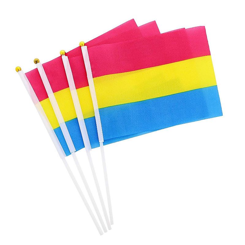 Juvale 60 Pack Pansexual Pride Flag, Handheld Stick Flags, LGBTQ Accessories (12 In)