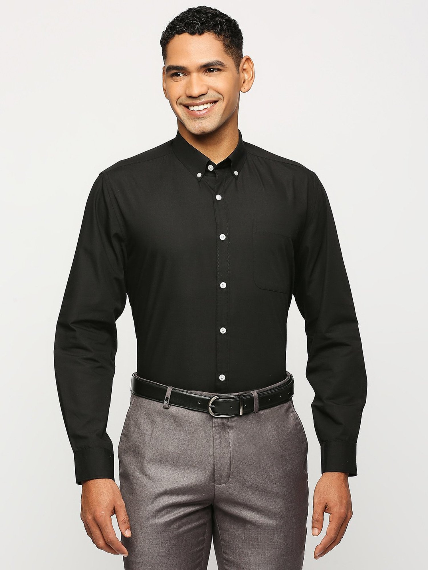 SOLEMIO Black Regular Fit Shirt