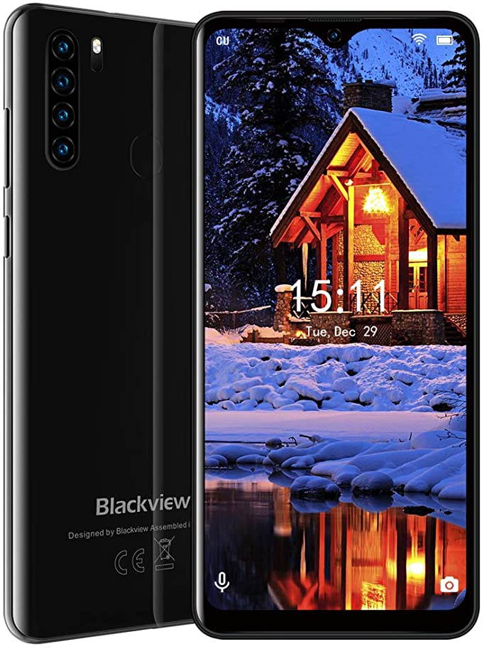 A80 Plus Smartphone, 6.49 Inch HD + Waterdrop Screen Face Unlock, Android 10.0 Unlocked Phone with 4680mAh Big Battery, Dual SIM 4G Phone