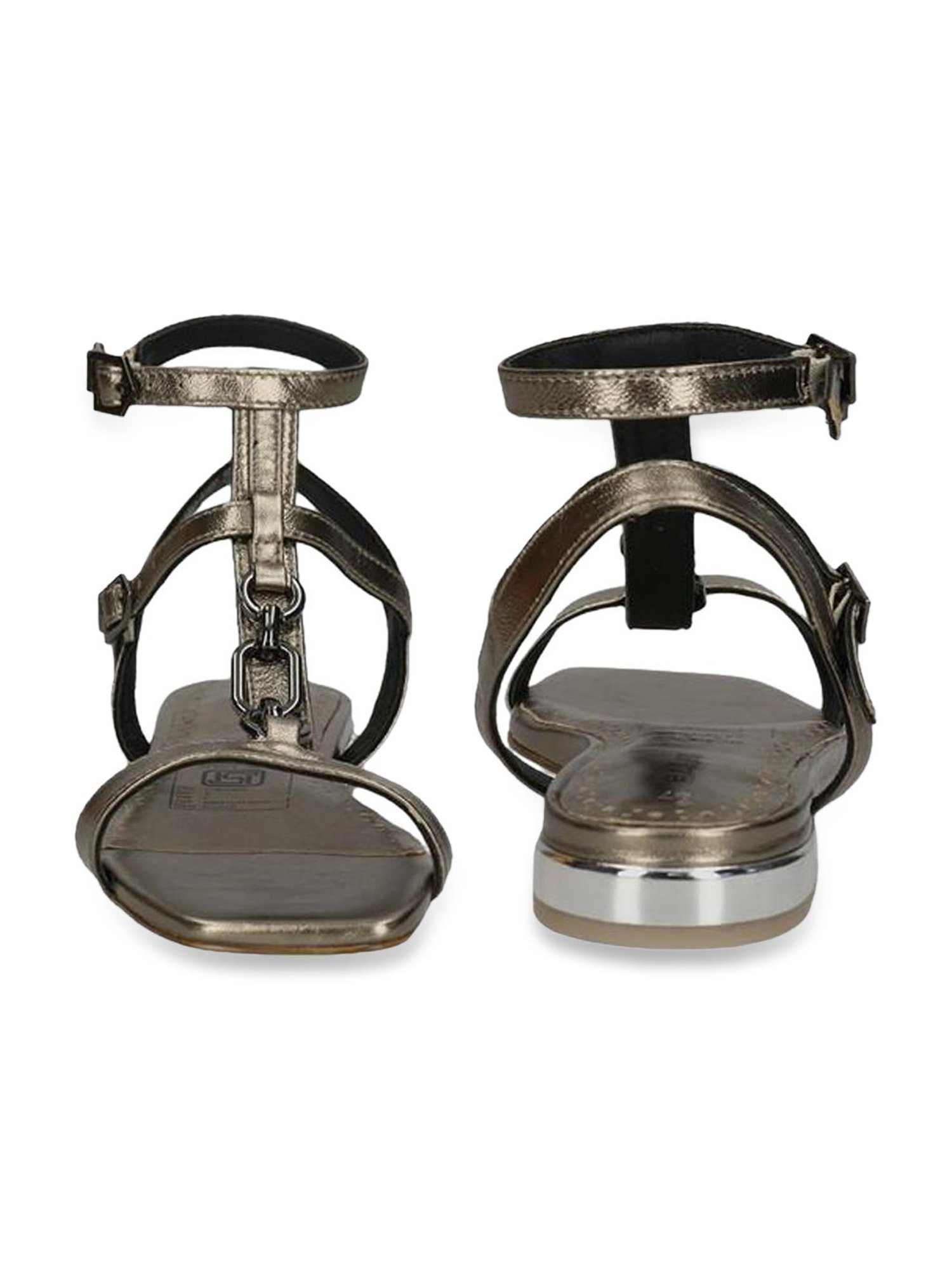 Bagatt Women's Glaze Metallic Ankle Strap Sandals