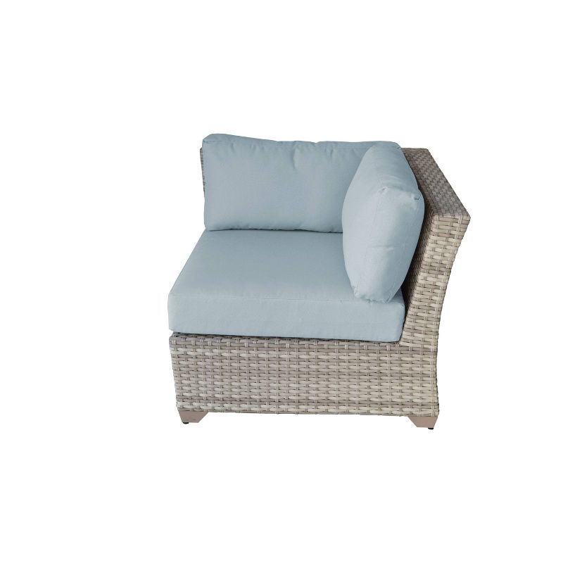 Nolin 7pc Sectional Weathered Brown Frame Sunbrella Spectrum Denim Fabric - La-Z-Boy