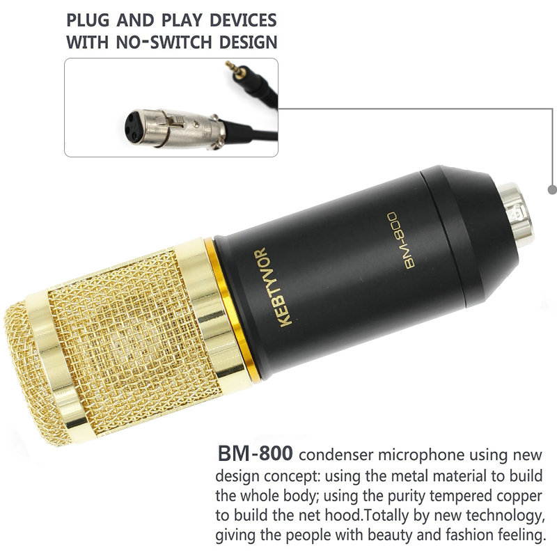 BM 800 Professional Condenser Microphone bm800 Audio Vocal recording for Computer karaoke Phantom power pop filter Sound card