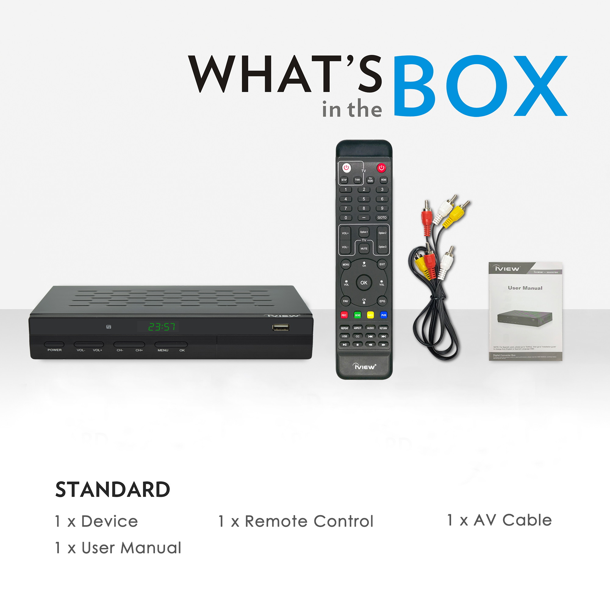 IVIEW-3500STBIII Digital TV Converter Box, DVR QAM Media Player, HDMI Output