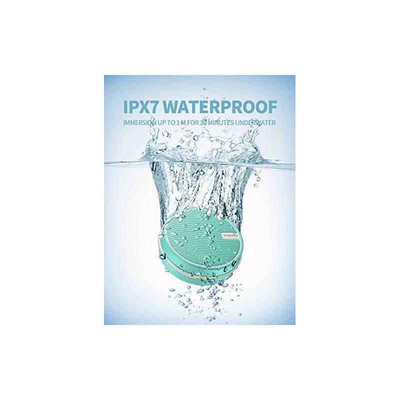IPX7 Waterproof Shower Bluetooth Speaker Portable Wireless Outdoor Speaker with HD Sound Support TF Card Suction Cup for Home Pool Beach Boating Hiking 12H Playtime Mint