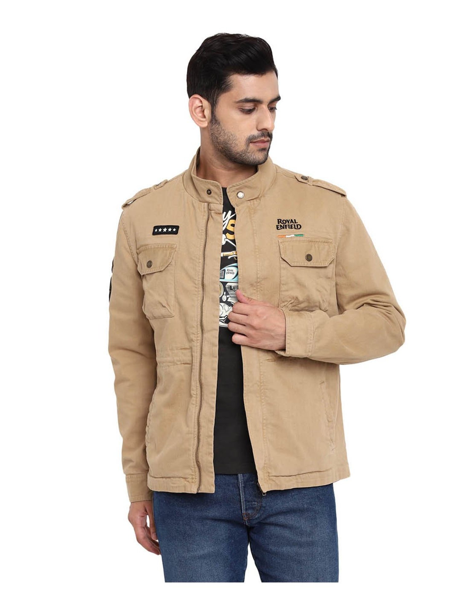 Royal Enfield Khaki Regular Fit Jacket