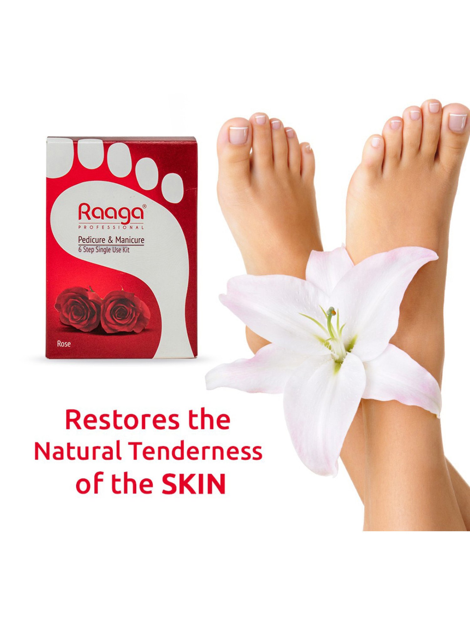 Raaga Professional Pedicure & Manicure 6 Step Single Use Kit Rose - 6 Sachets