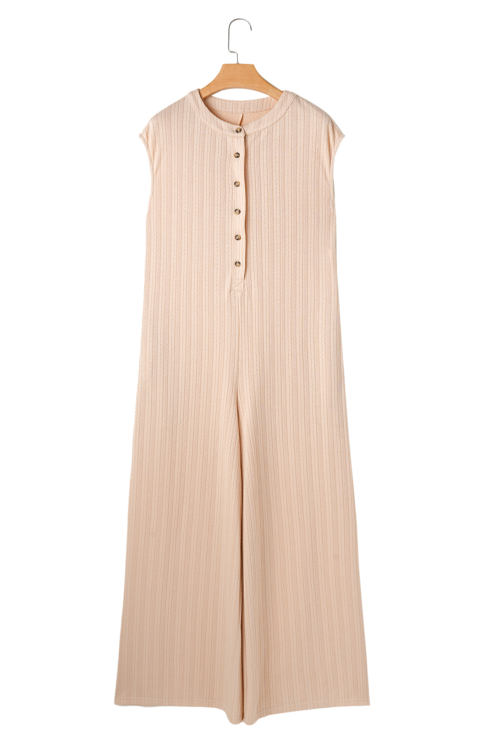 Gray Textured Wide Leg Overall with Pockets