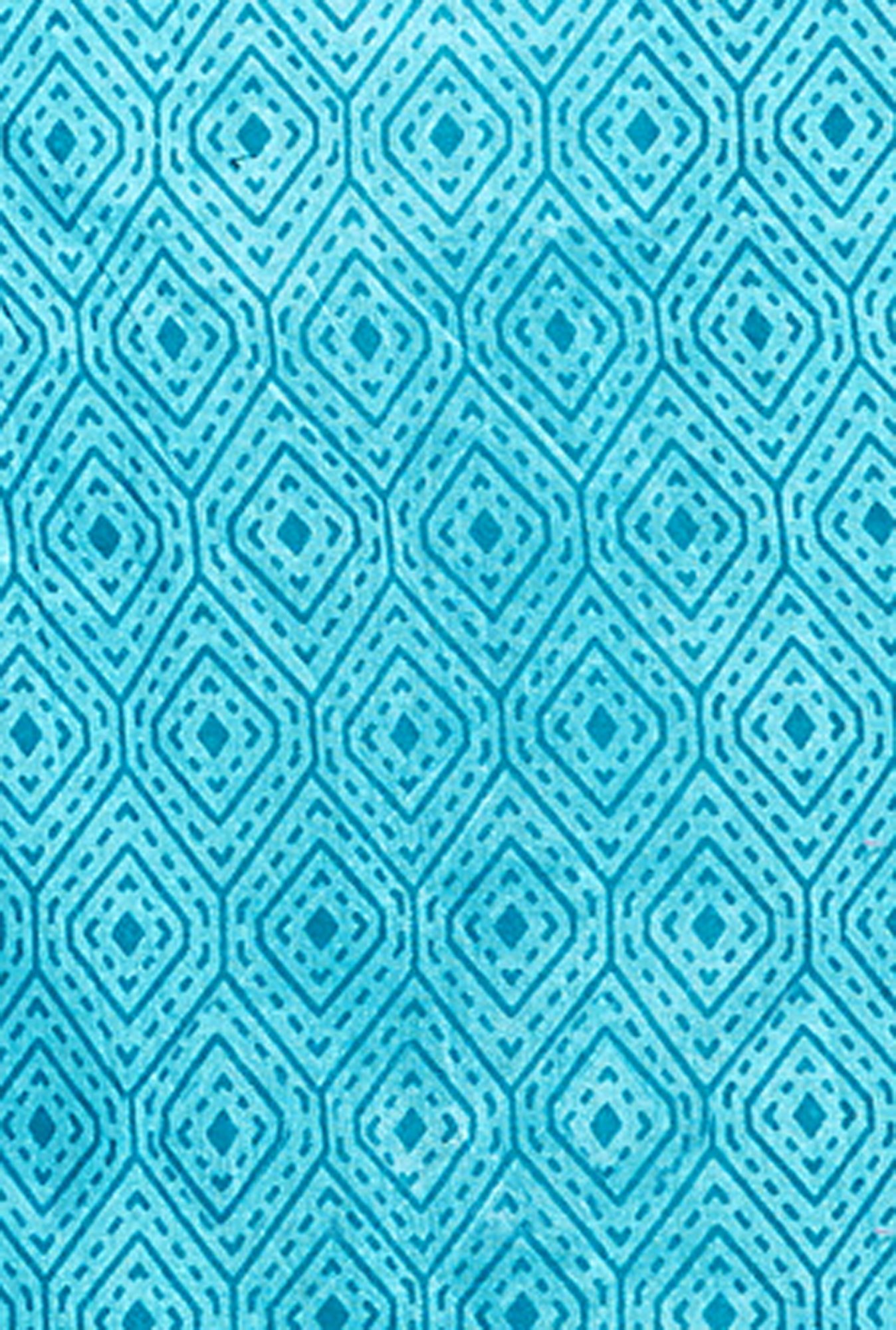 Saree Mall Sky Blue & Black Printed Cotton Dress Material