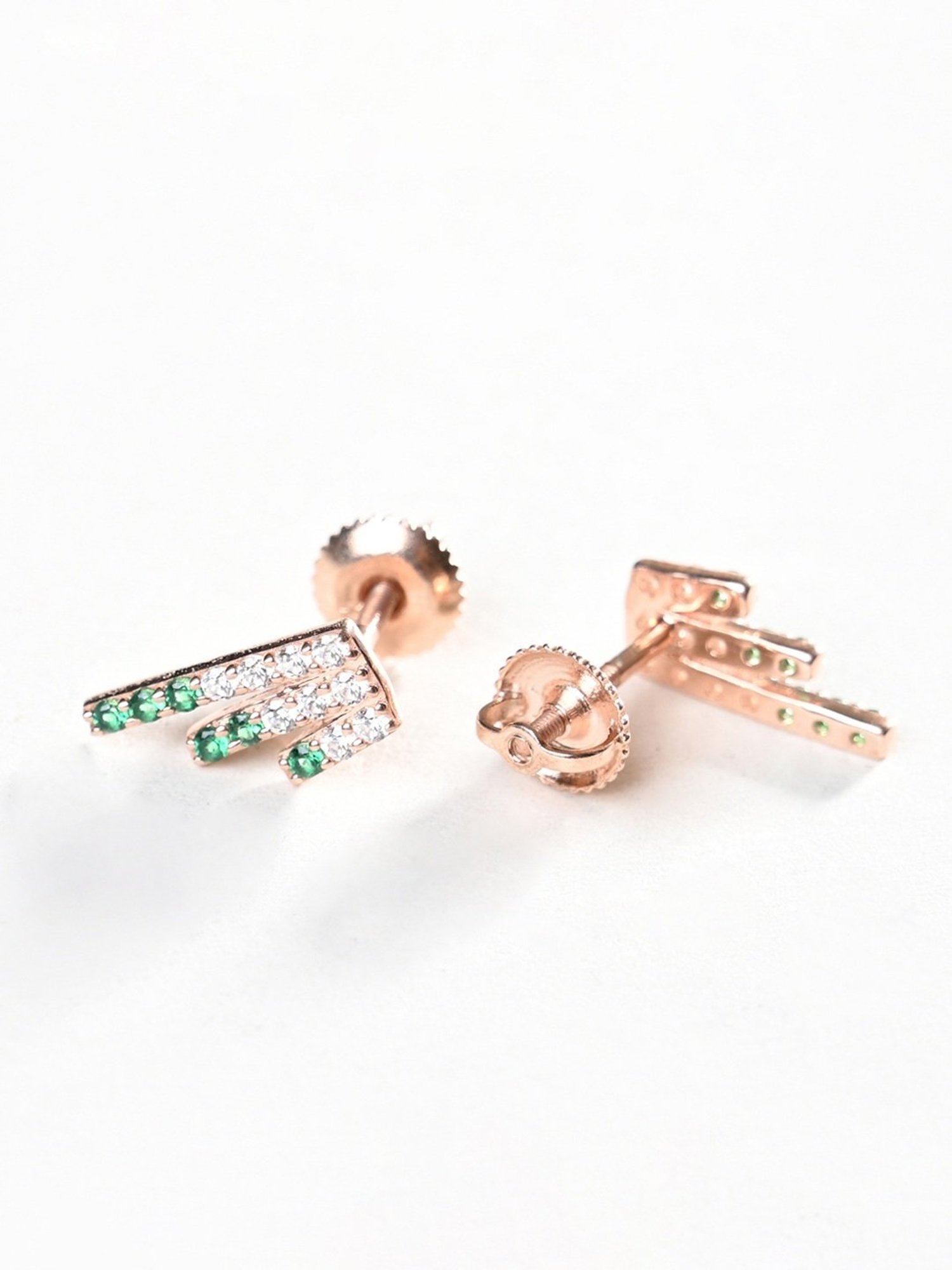 Clara 925 Silver Rose Gold-Plated Swiss Zirconia Blanca Stud Earrings