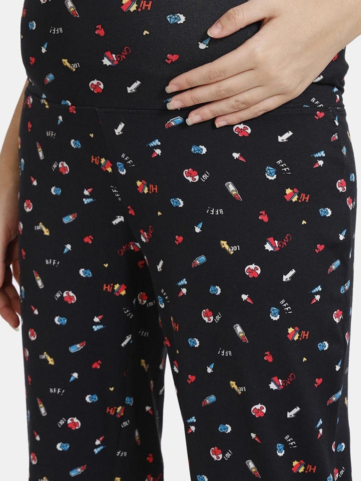 Zivame Black Printed Maternity Sleepwear